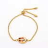 Picture of 316 Stainless Steel Adjustable Slider/ Slide Bolo Bracelets Gold Plated Oval Jesus With Glass Cabochons 25cm(9 7/8") long, 1 Piece