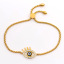 Imagen de 316 Acero Inoxidable Ajustable Slider/ Slide Pulsera Chapado en Oro Ojo Claro Circón Artificial Hueco 28.5cm longitud, 1 Unidad