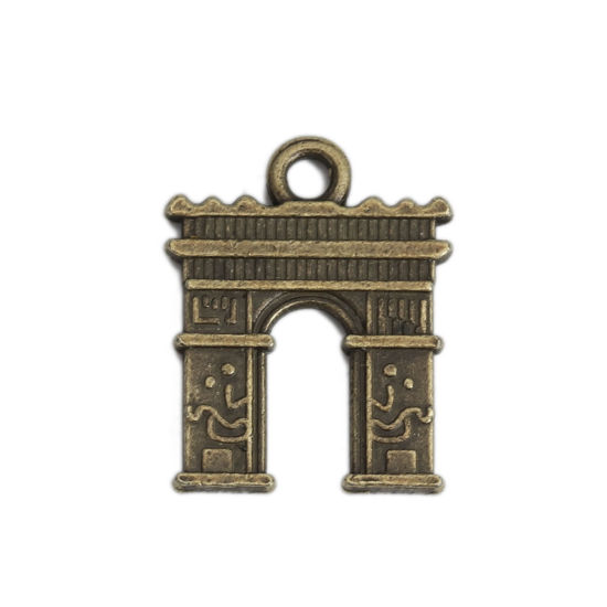 Bild von Zinklegierung Charms Triumphbogen Bronzefarbe 17mm x 14mm, 30 Stück