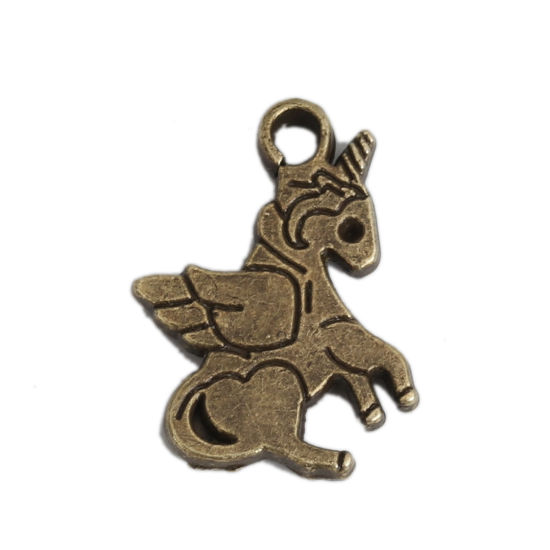 Picture of Zinc Based Alloy Charms Horse Animal Antique Bronze 19mm x 15mm, 30 PCs