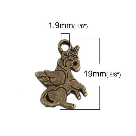 Picture of Zinc Based Alloy Charms Horse Animal Antique Bronze 19mm x 15mm, 30 PCs