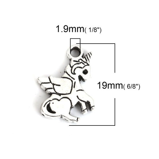 Picture of Zinc Based Alloy Charms Horse Animal Antique Silver Color 19mm x 15mm, 30 PCs