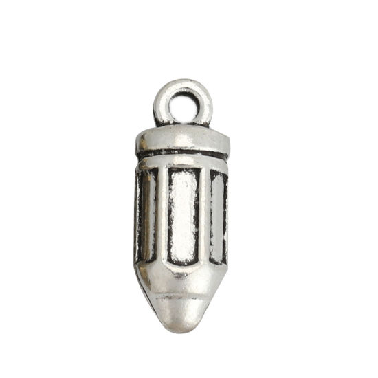 Picture of Zinc Based Alloy College Jewelry Charms Pencil Antique Silver Color 18mm x 7mm, 30 PCs