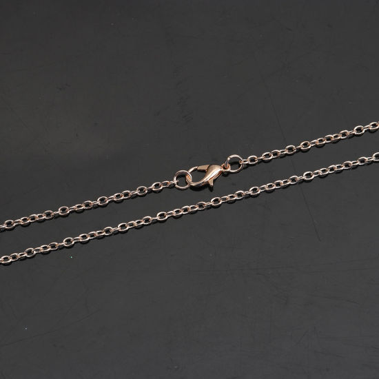 Picture of Iron Based Alloy Link Cable Chain Necklace Rose Gold 45.6cm(18") long, 1 Set ( 12 PCs/Packet)