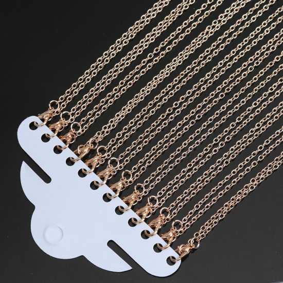 Picture of Iron Based Alloy Link Cable Chain Necklace Rose Gold 45.6cm(18") long, 1 Set ( 12 PCs/Packet)