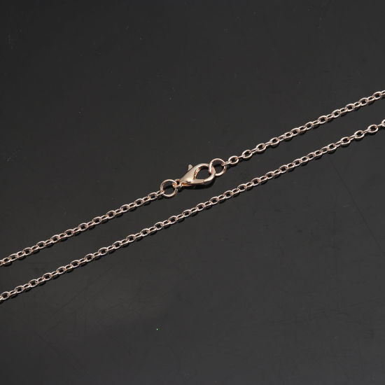 Picture of Iron Based Alloy Link Cable Chain Necklace Rose Gold 62cm(24 3/8") long, 1 Set ( 12 PCs/Packet)