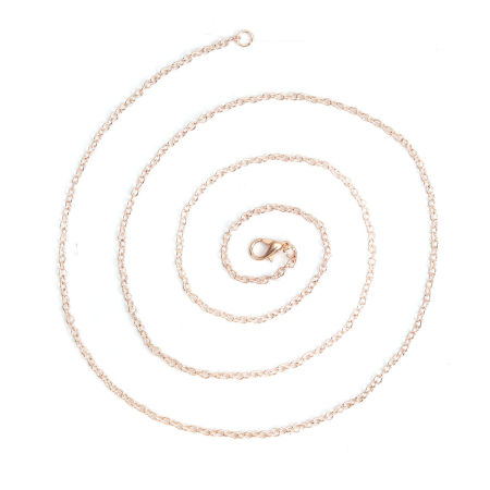 Picture of Iron Based Alloy Link Cable Chain Necklace Rose Gold 77cm(30 3/8") long, 1 Set ( 12 PCs/Packet)