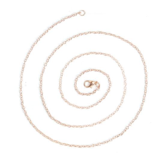 Image de Colliers de Chaînes en Alliage de Fer Or Rose Chaîne Maille Forçat 77cm long, 1 Paquet ( 12 Pcs/Paquet)