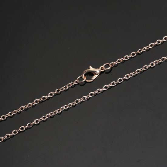 Image de Colliers de Chaînes en Alliage de Fer Or Rose Chaîne Maille Forçat 77cm long, 1 Paquet ( 12 Pcs/Paquet)