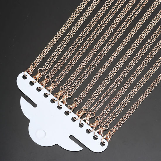 Picture of Iron Based Alloy Link Cable Chain Necklace Rose Gold 77cm(30 3/8") long, 1 Set ( 12 PCs/Packet)