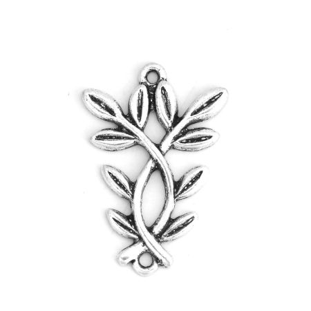 Zinc Based Alloy Connectors Branch Antique Silver Color 28mm x 19mm, 20 PCs