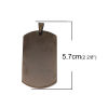 Picture of 304 Stainless Steel Pendants Rectangle Gunmetal Blank Stamping Tags One Side 35mm x 18mm, 1 Piece