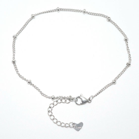 Picture of 304 Stainless Steel Anklet Silver Tone Round 22.8cm(9") long, 1 Piece