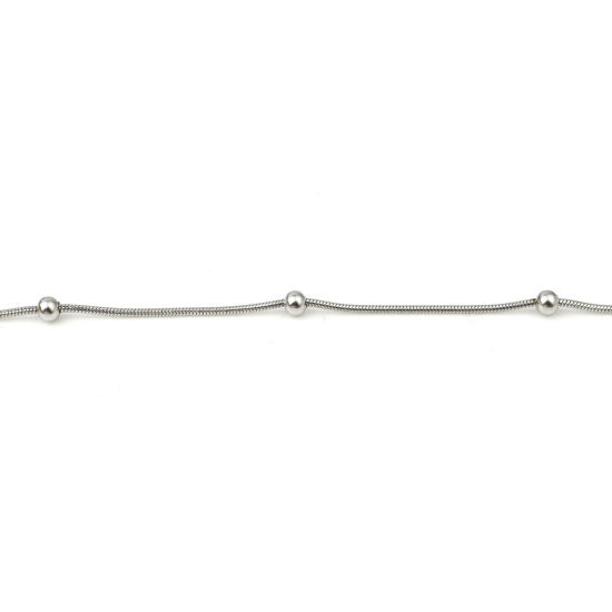 Bild von 304 Edelstahl Fußketten Silberfarbe Rund 23.5cm lang, 1 Strang