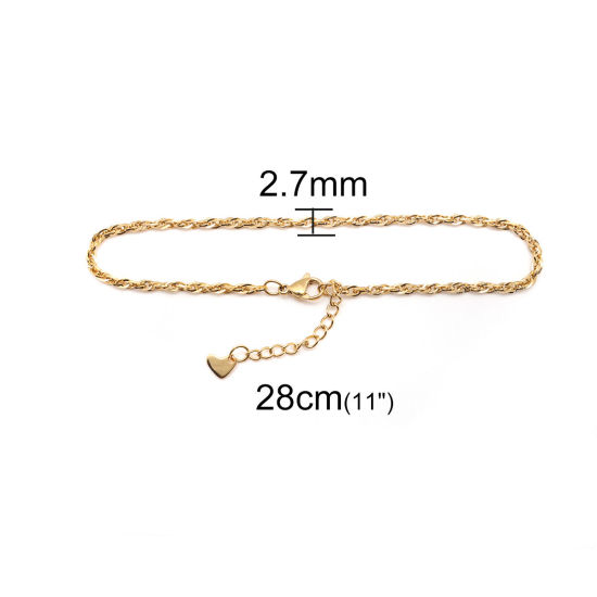 Picture of 1 Piece Vacuum Plating 304 Stainless Steel Anklet Gold Plated 22.8cm(9") long