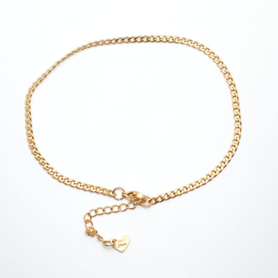 Picture of 1 Piece Vacuum Plating 304 Stainless Steel Anklet Gold Plated Oval 23.3cm(9 1/8") long