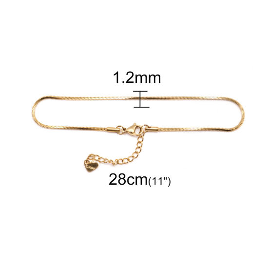 Picture of 1 Piece Vacuum Plating 304 Stainless Steel Anklet Gold Plated 23.3cm(9 1/8") long