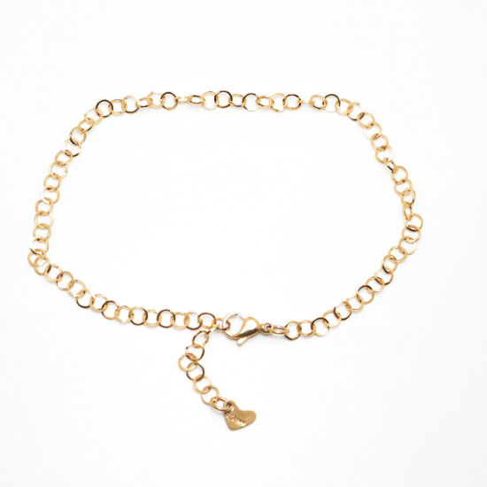 Picture of 1 Piece Vacuum Plating 304 Stainless Steel Anklet Gold Plated Round 26.5cm(10 3/8") long