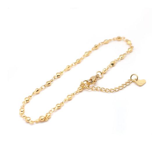 Picture of 304 Stainless Steel Anklet Gold Plated Round 22.8cm(9") long, 1 Piece