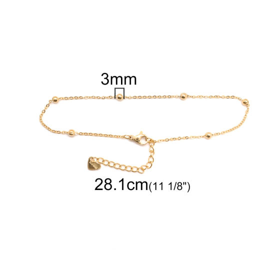 Picture of 1 Piece Vacuum Plating 304 Stainless Steel Anklet Gold Plated Round