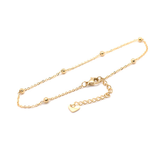 Picture of 304 Stainless Steel Anklet Gold Plated Round 23.3cm(9 1/8") long, 1 Piece