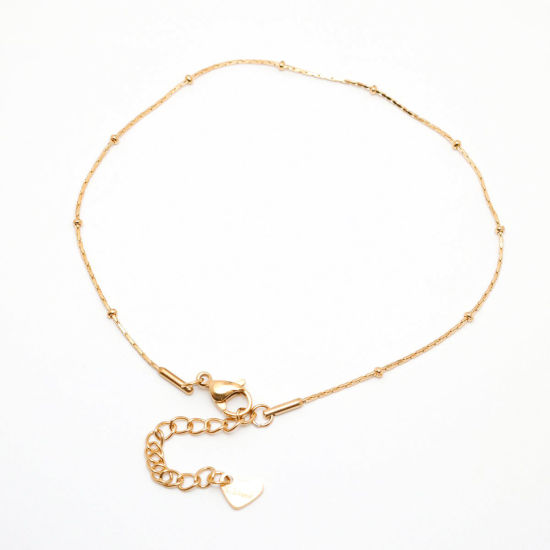 Picture of 1 Piece Vacuum Plating 304 Stainless Steel Anklet Gold Plated 23cm(9") long