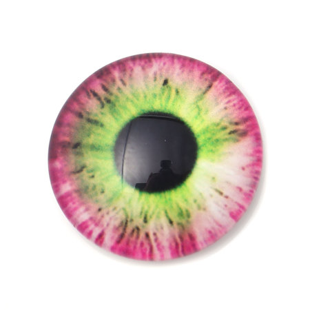 Glas Dom Cabochon Verzierung Rund Platt Fuchsie Auge Muster 8mm D., 50 Stück