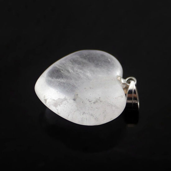 Bild von Weiß Quarz Rock Kristall ( Natur ) Charms Herz Transparent 23mm x 20mm, 2 Stück
