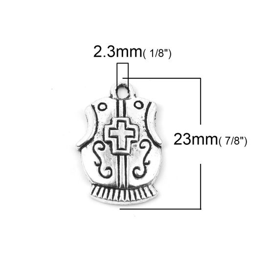 Imagen de Zamak Colgantes Charms Ropa Plata Antigua Cruz 23mm x 15mm, 50 Unidades