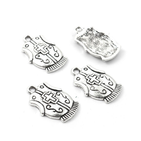 Imagen de Zamak Colgantes Charms Ropa Plata Antigua Cruz 23mm x 15mm, 50 Unidades