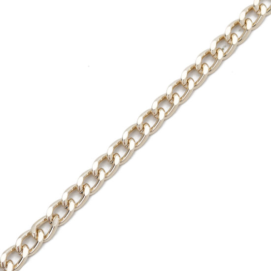 Picture of Aluminum Link Curb Chain Findings Light Golden 10mm x 7mm, 5 M