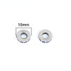 Picture of Sterling Silver Spacer Beads Round Platinum Plated Blue Rhinestone About 10mm Dia., Hole:Approx 4.2mm, 1 Piece