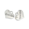 Picture of Zinc Based Alloy Charms Heart Antique Silver Color Message " Grandpa " Clear Rhinestone 16mm x 14mm, 10 PCs