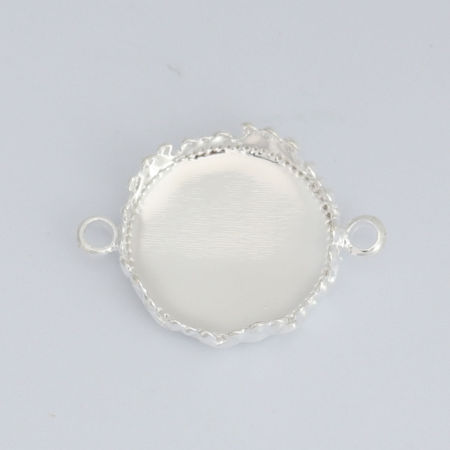 Brass Connectors Charms Pendants Round Real Platinum Plated (Fits 14mm Dia.) 21mm x 15mm, 10 PCs