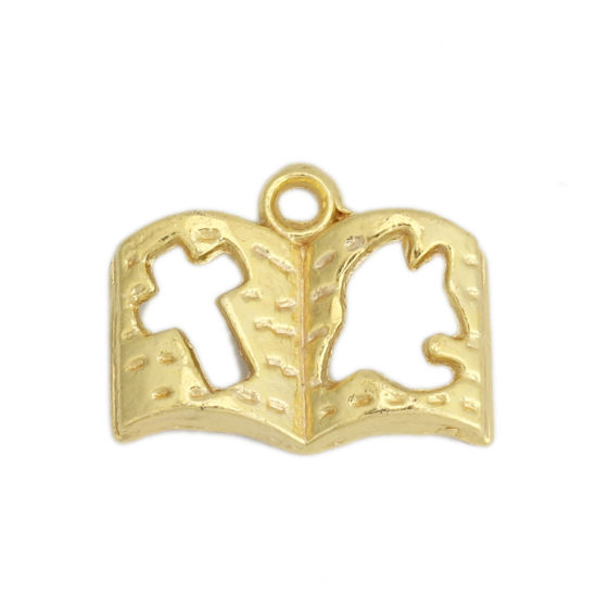 Imagen de Zamak Colgantes Charms Libro Chapado en Oro Cruz 17mm x 14mm, 100 Gramos (Aprox 125 Unidades)
