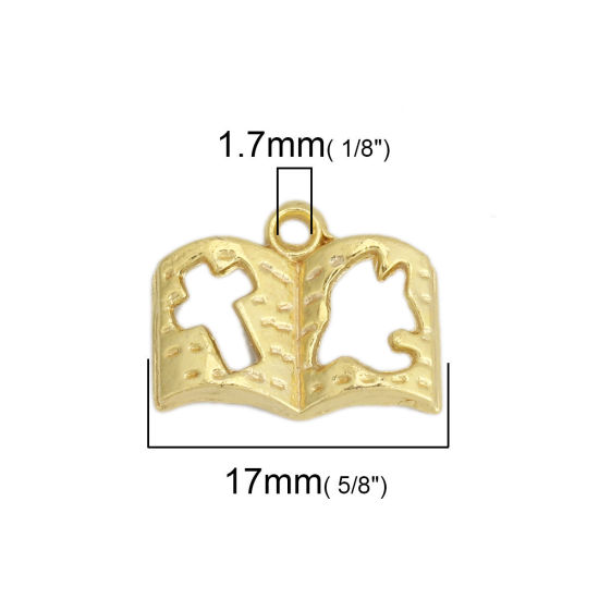 Imagen de Zamak Colgantes Charms Libro Chapado en Oro Cruz 17mm x 14mm, 100 Gramos (Aprox 125 Unidades)