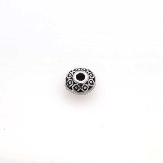 Immagine di 304 Acciaio Inossidabile Perline Doppio Cono Argento Antico Tondo Circa 8mm Dia., Buco: Circa 2.5mm, 10 Pz