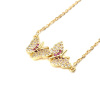 Picture of Stainless Steel & Copper Micro Pave Necklace Gold Plated Butterfly Animal Multicolour Cubic Zirconia 48cm(18 7/8") long, 1 Piece