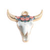 Picture of Zinc Based Alloy Charms Cow Animal Gold Plated Multicolor Enamel 22mm x 21mm, 10 PCs