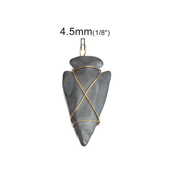 Picture of (Grade A) Hematite Pendants Gray Arrowhead 5.3cm x 2.5cm - 5.2cm x 2.4cm, 1 Piece