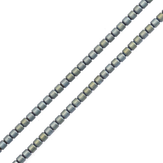 Bild von (Klasse A) Hämatit Perlen Zylinder Blau & Grün Matt ca. 2mm x 2mm, Loch:ca. 1mm, 40.2cm lang, 1 Strang (ca. 200 Stück/Strang)
