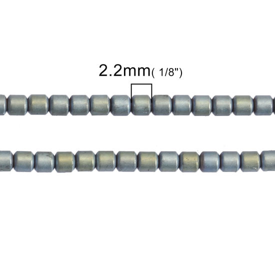 Bild von (Klasse A) Hämatit Perlen Zylinder Blau & Grün Matt ca. 2mm x 2mm, Loch:ca. 1mm, 40.2cm lang, 1 Strang (ca. 200 Stück/Strang)