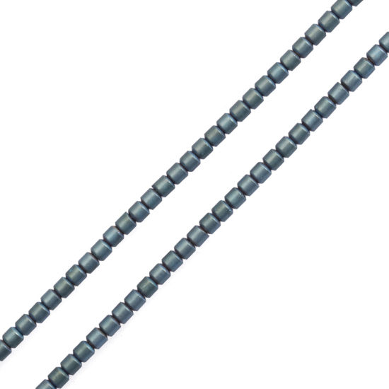 Bild von (Klasse A) Hämatit Perlen Zylinder Blau Matt ca. 2mm x 2mm, Loch:ca. 1mm, 40.2cm lang, 1 Strang (ca. 200 Stück/Strang)