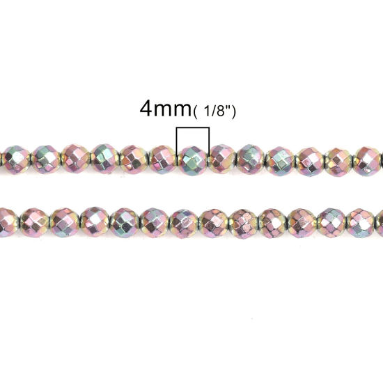 Picture of (Grade A) Hematite Beads Round Mauve Faceted About 4mm Dia, Hole: Approx 1mm, 40cm(15 6/8") long, 1 Strand (Approx 100 PCs/Strand)