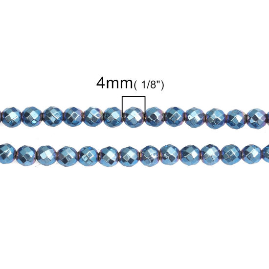Изображение (Сорт A) Гематит Бусины Круглые Синий Шлифованный  Примерно 4мм диаметр, Размер Поры 1мм, 40см длина, 1 Нитка (Примерно 100 шт/нитка)