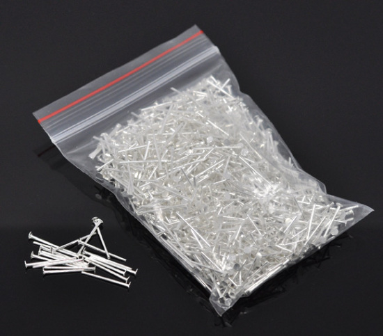 Picture of Alloy Head Pins Silver Plated 16mm( 5/8") long, 0.7mm (21 gauge), 1000 PCs