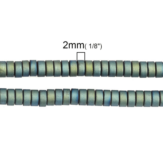 Bild von (Klasse A) Hämatit ( Natur ) Perlen Flachrund Blau & Grün Matt ca. 4mm D., Loch:ca. 1mm, 40cm lang, 1 Strang (ca. 190 Stück/Strang)