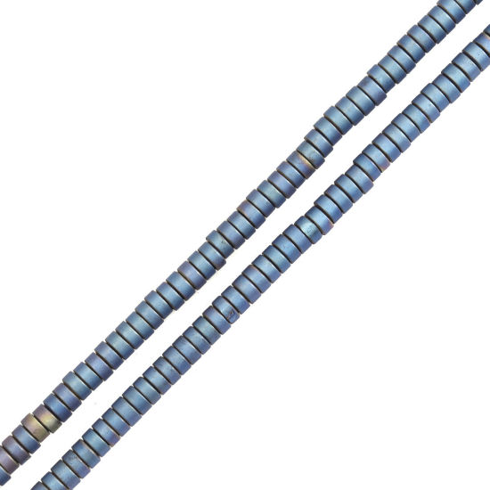 Bild von (Klasse A) Hämatit ( Natur ) Perlen Flachrund Hellblau Matt ca. 4mm D., Loch:ca. 1mm, 40cm lang, 1 Strang (ca. 190 Stück/Strang)