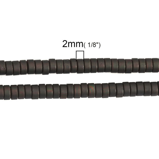 Bild von (Klasse A) Hämatit ( Natur ) Perlen Flachrund Dunkelbraun Matt ca. 4mm D., Loch:ca. 1mm, 40cm lang, 1 Strang (ca. 190 Stück/Strang)