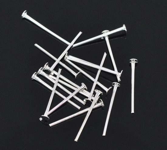 Picture of Alloy Head Pins Silver Plated 18mm( 6/8") long, 0.7mm (21 gauge), 800 PCs